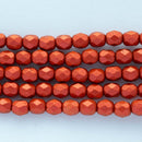 Czech Fire Polish Glass Beads 4mm, Chalk Lava Red Czech Shield