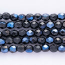 Czech Fire Polish Glass Beads 4mm, Jet Azuro Czech Shield