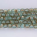 Czech Fire Polish Glass Beads 4mm, Aqua Celsian Czech Shield