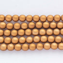 Czech Glass Pearls Round 4mm, Matte Antique Gold