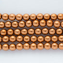 Czech Glass Pearls Round 4mm, Antique Gold