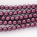 Czech Glass Pearls Round 4mm, Eggplant/Purple