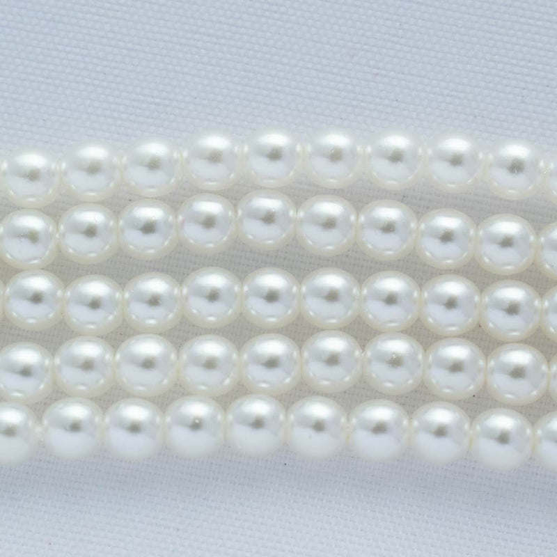 Czech Glass Pearls Round 4mm, White
