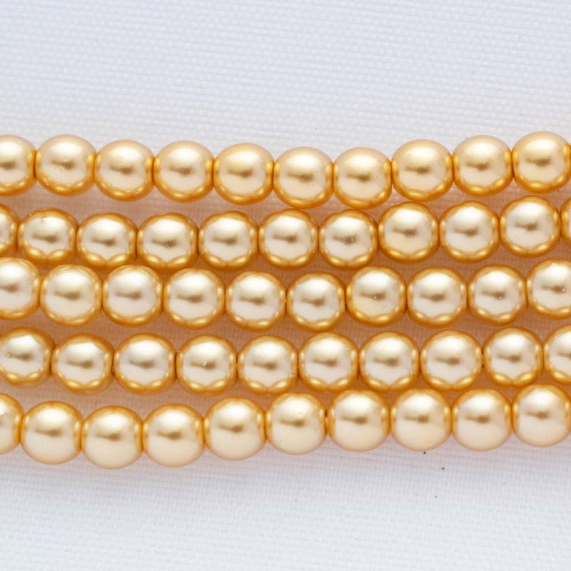 Czech Glass Pearls Round 4mm, Gold - Main Image