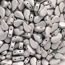 Paisley Duo Beads 8x5mm, Matte - Metallic Silver Czech Shield