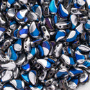 Paisley Duo Beads 8x5mm, Jet Blue Moon Big Dot