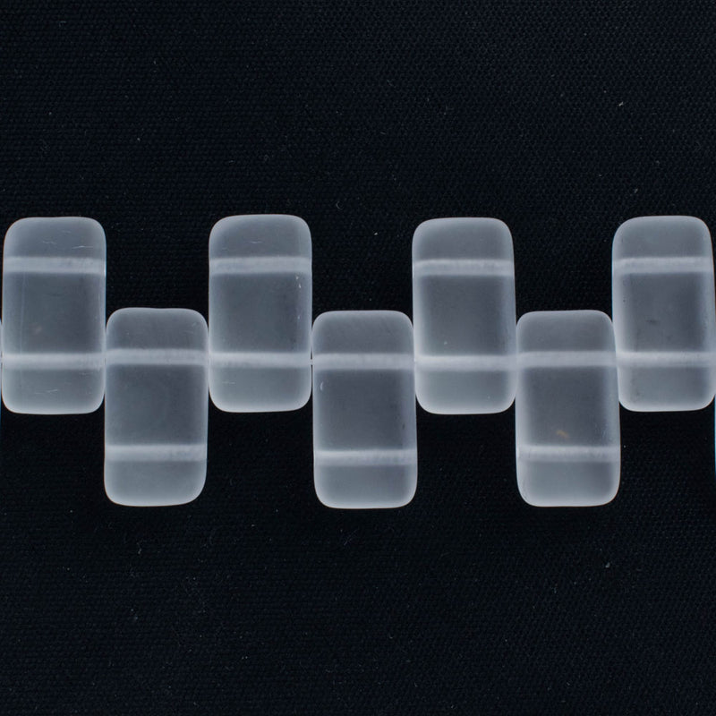 Czech Carrier Beads 9x17mm, 2-Hole, Matte Crystal