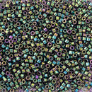 Miyuki Delica Beads Size 11/0 1.6mm, DB027 Metallic Iris Dark Green