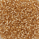 Miyuki Delica Beads Size 11/0 1.6mm, DB042 Silver Lined Gold