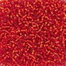 Miyuki Delica Beads Size 11/0 1.6mm, DB043 Silver Lined Flame Red