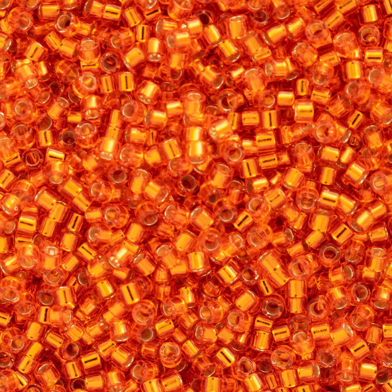 Miyuki Delica Beads Size 11/0 1.6mm, DB045 Silverlined Orange