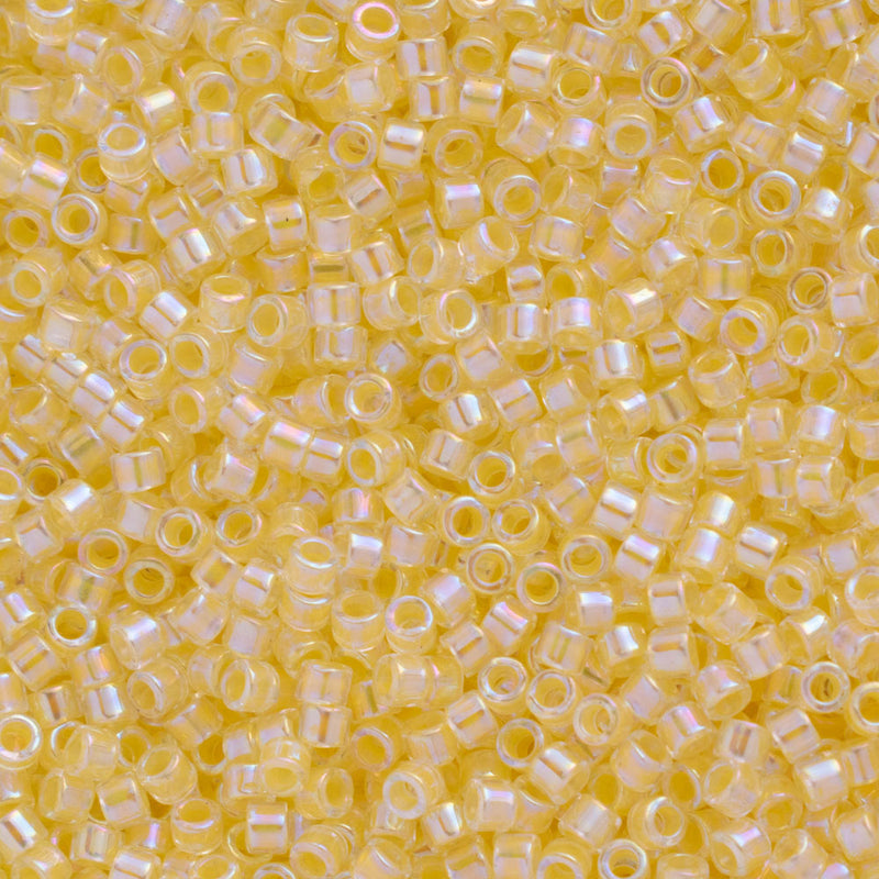 Miyuki Delica Beads Size 11/0 1.6mm, DB053 Color Lined Pale Yellow AB