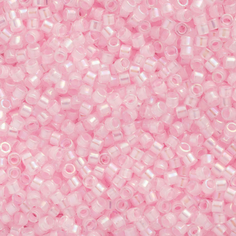Miyuki Delica Beads Size 11/0 1.6mm, DB055 Color Lined Pale Pink AB