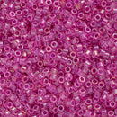 Miyuki Delica Beads Size 11/0 1.6mm, DB074 Color Lined Light Fuchsia AB