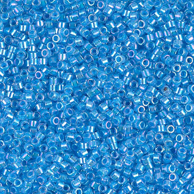 Miyuki Delica Beads Size 11/0 1.6mm, DB076 Color Lined Light Blue AB