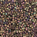 Miyuki Delica Beads Size 11/0 1.6mm, DB1055 Matte Metallic Red- Garnet/Gold Iris