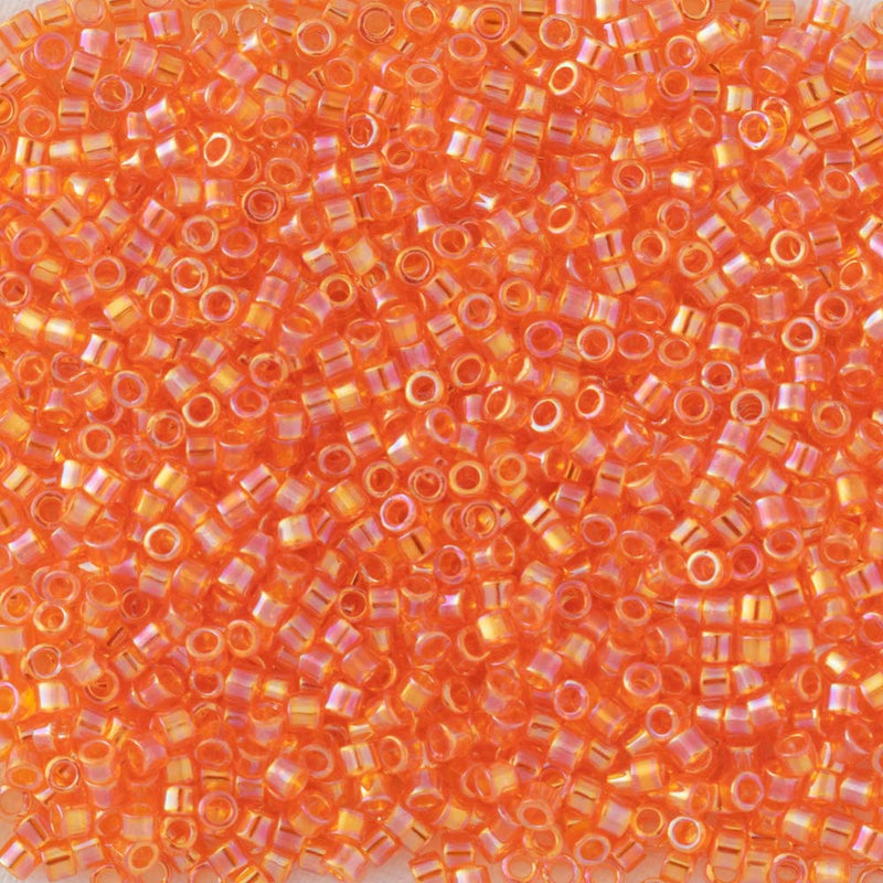 Miyuki Delica Beads Size 11/0 1.6mm, DB151 Transparent AB Orange