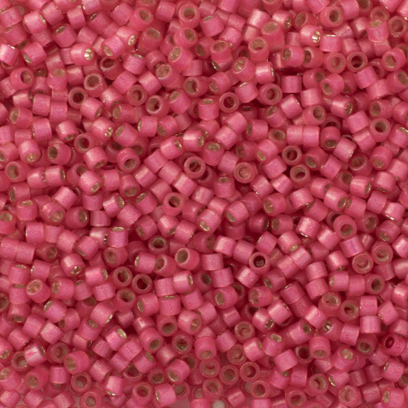 Miyuki Delica Beads Size 11/0 1.6mm, DB2175 Duracoat Semifrosted Silver Lined Hibiscus