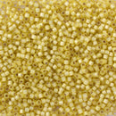 Miyuki Delica Beads Size 11/0 1.6mm, DB2187 Duracoat Semifrosted Silver Lined Citron