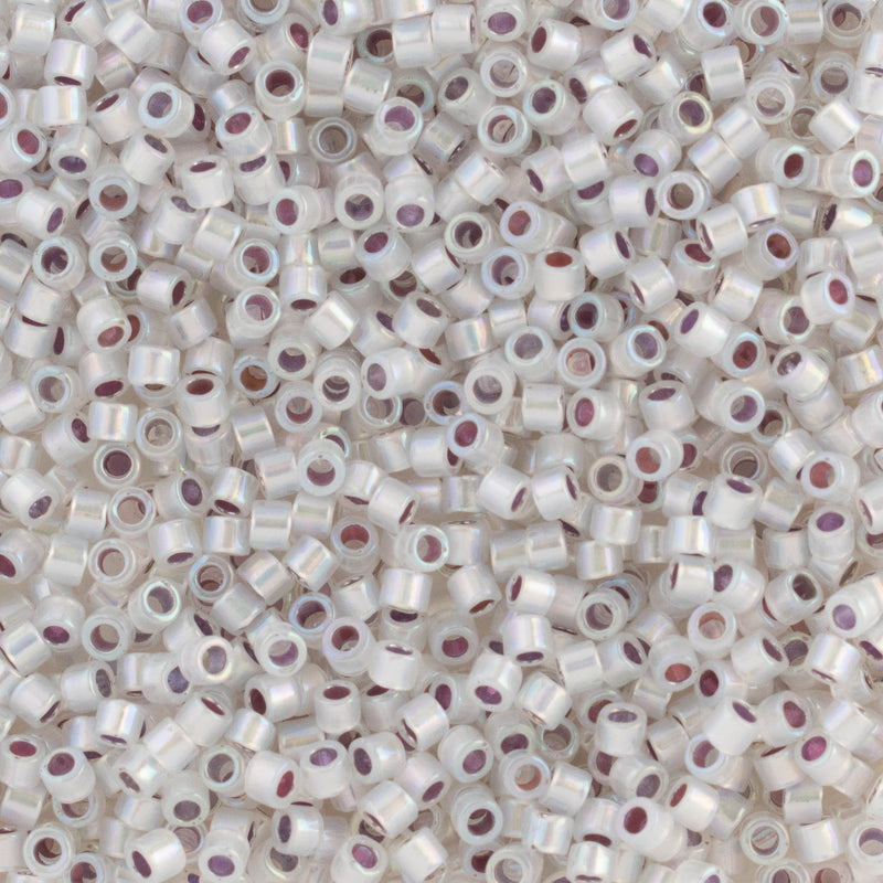 Miyuki Delica Beads Size 11/0 1.6mm, DB223 Silver Lined Opal AB