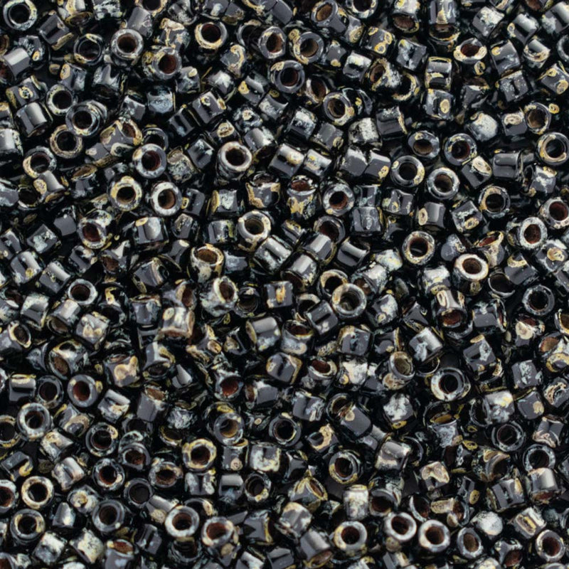 Miyuki Delica Beads Size 11/0 1.6mm, DB2261 Opaque Picasso Black