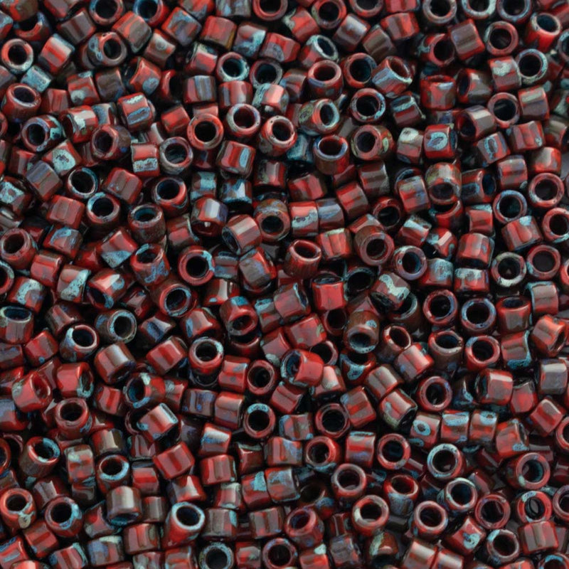 Miyuki Delica Beads Size 11/0 1.6mm, DB2263 Opaque Picasso Red