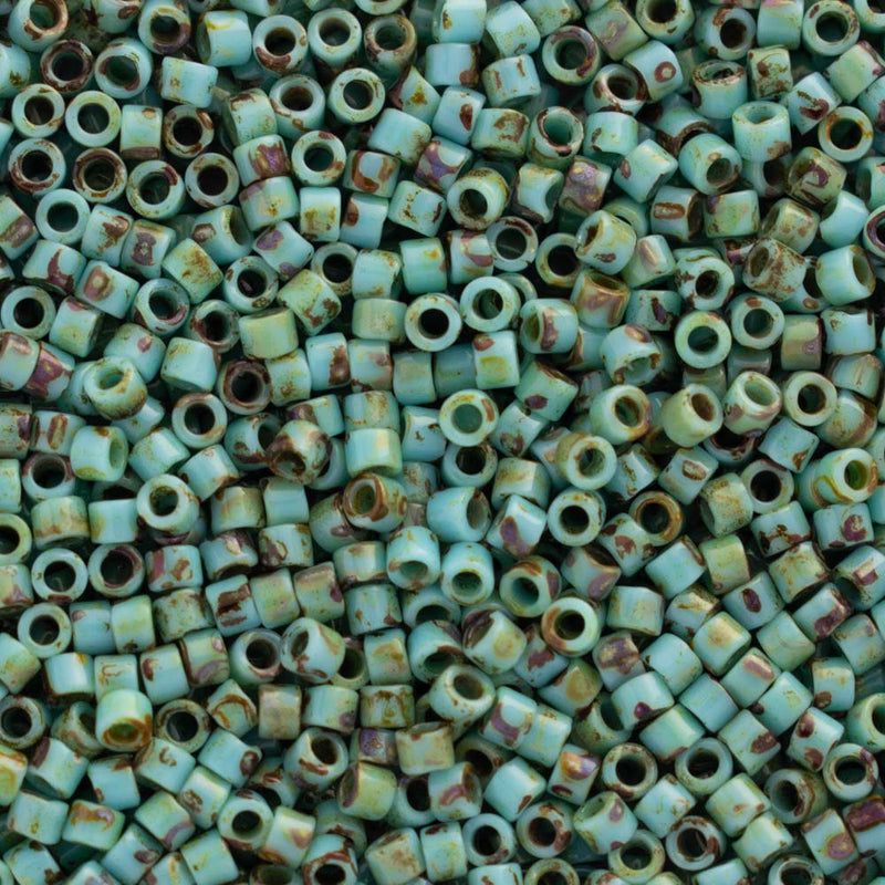 Miyuki Delica Beads Size 11/0 1.6mm, DB2264 Opaque Picasso Turquoise Blue