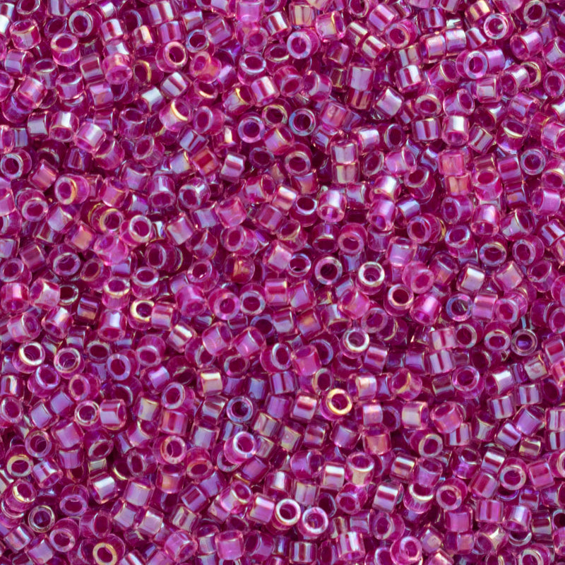 Miyuki Delica Beads Size 11/0 1.6mm, DB2389 Fancy Lined Magenta