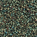 Miyuki Delica Beads Size 11/0 1.6mm, DB324 Matte Metallic Green Iris