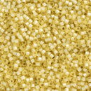 Miyuki Delica Beads Size 11/0 1.6mm, DB623 Dyed Silver Lined Light Yellow Alabaster