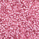 Miyuki Delica Beads Size 11/0 1.6mm, DB625 Dyed Silver Lined Pink Alabaster