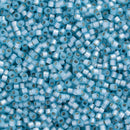 Miyuki Delica Beads Size 11/0 1.6mm, DB628 Dyed Silver Lined Light Aqua Alabaster