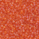 Miyuki Delica Beads Size 11/0 1.6mm, DB855 Transparent Matte Orange AB