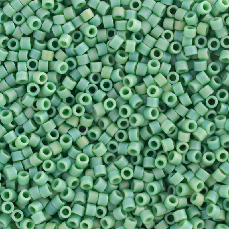 Miyuki Delica Beads Size 11/0 1.6mm, DB877 Opaque Matte Green AB