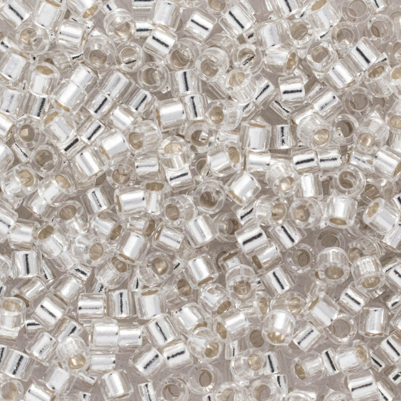 Miyuki Delica Beads Size 10/0 2.2mm, DBM041 Silver Lined Crystal
