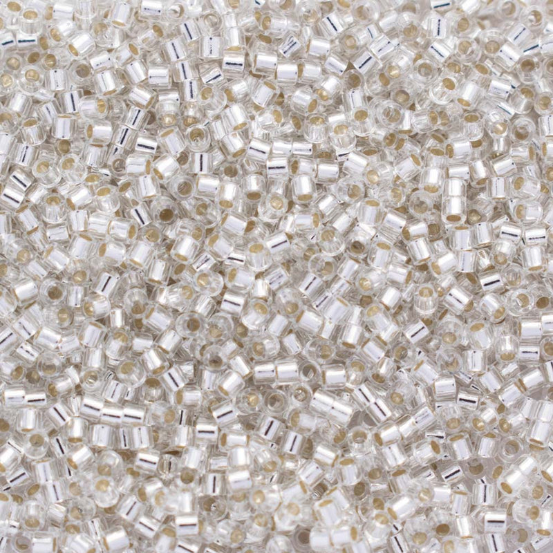 Miyuki Delica Beads Size 15/0 1.3mm, DBS041 Silver Lined Crystal