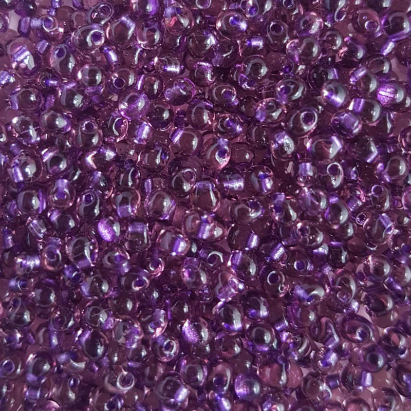 Miyuki Drop Beads 3.4mm, F48 Sparkling Amethyst Lined Smoky Amethyst