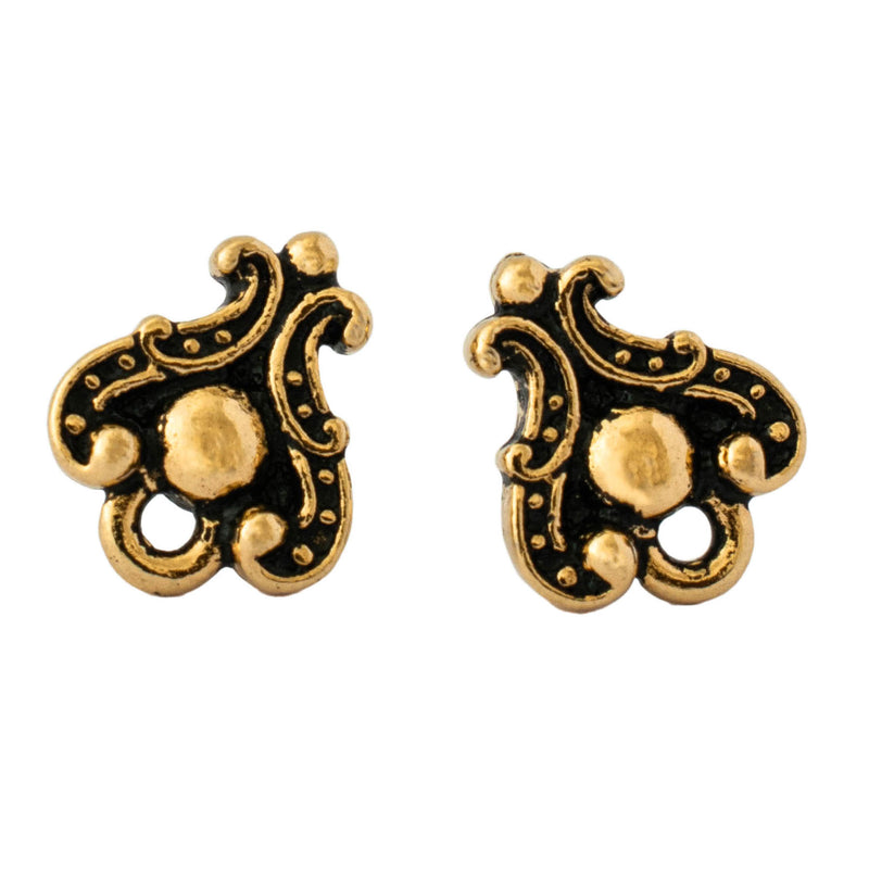 TierraCast, Ear Stud Post - Duchess, Antiqued Gold Plate