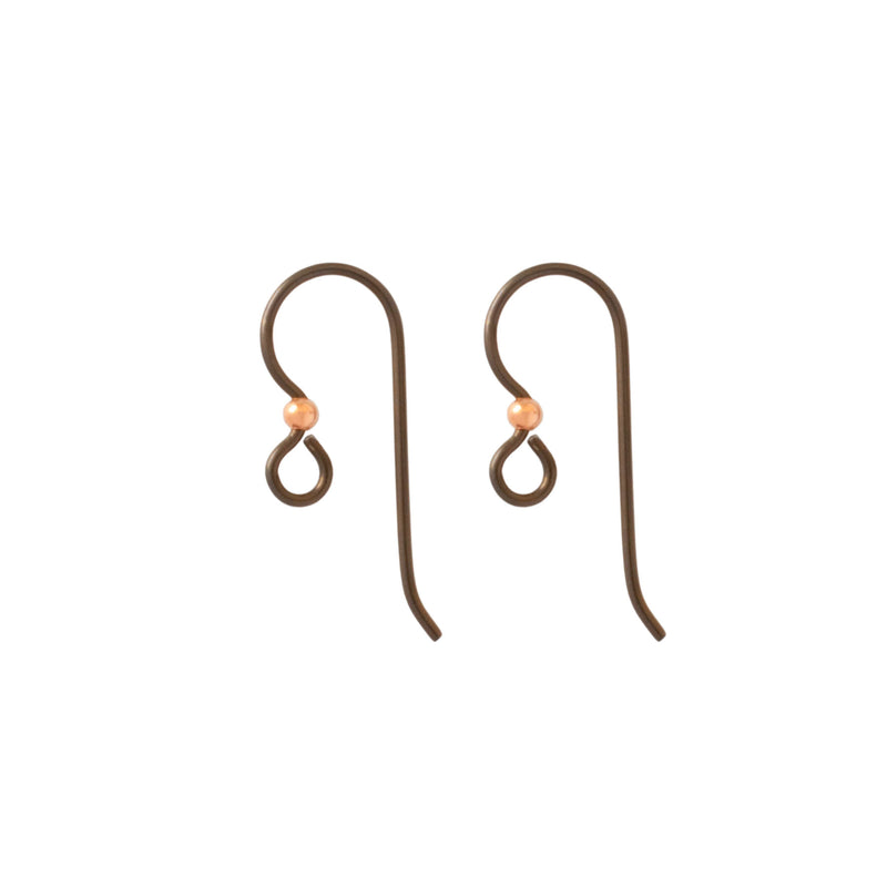 TierraCast, Earwire with 2mm Bright Copper Bead, Niobium Anodized Copper, Hypoallergenic