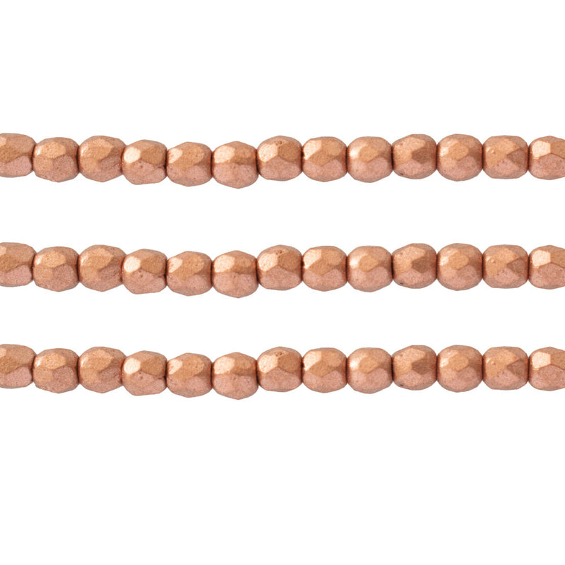 Starman, Czech Fire Polish Glass Beads, Matte - Metallic Copper