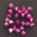 Preciosa - Bicone Crystal Beads 4mm, Fuchsia AB, 24 Pieces