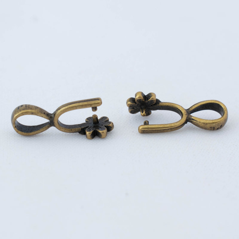 JBB Findings, Daisy Pinch Bail 16 x 5mm, Antique Brass, 2 Pieces