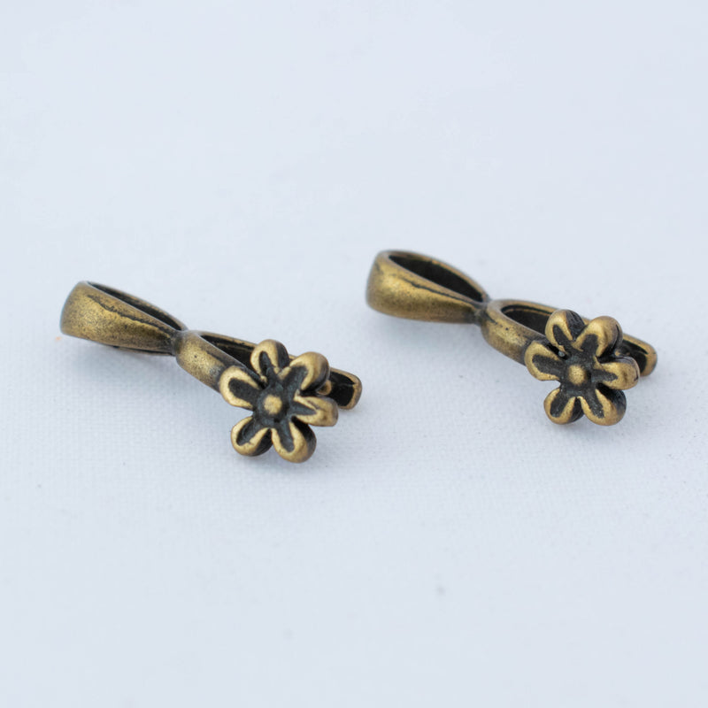 JBB Findings, Daisy Pinch Bail 16 x 5mm, Antique Brass, 2 Pieces