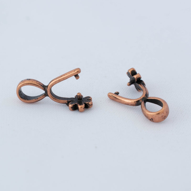 JBB Findings, Daisy Pinch Bail 16 x 5mm, Antique Copper, 2 Pieces