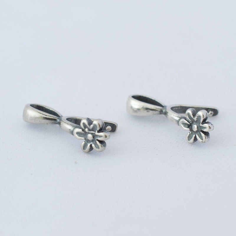 JBB Findings, Daisy Pinch Bail 16 x 5mm, Antique Silver, 2 Pieces