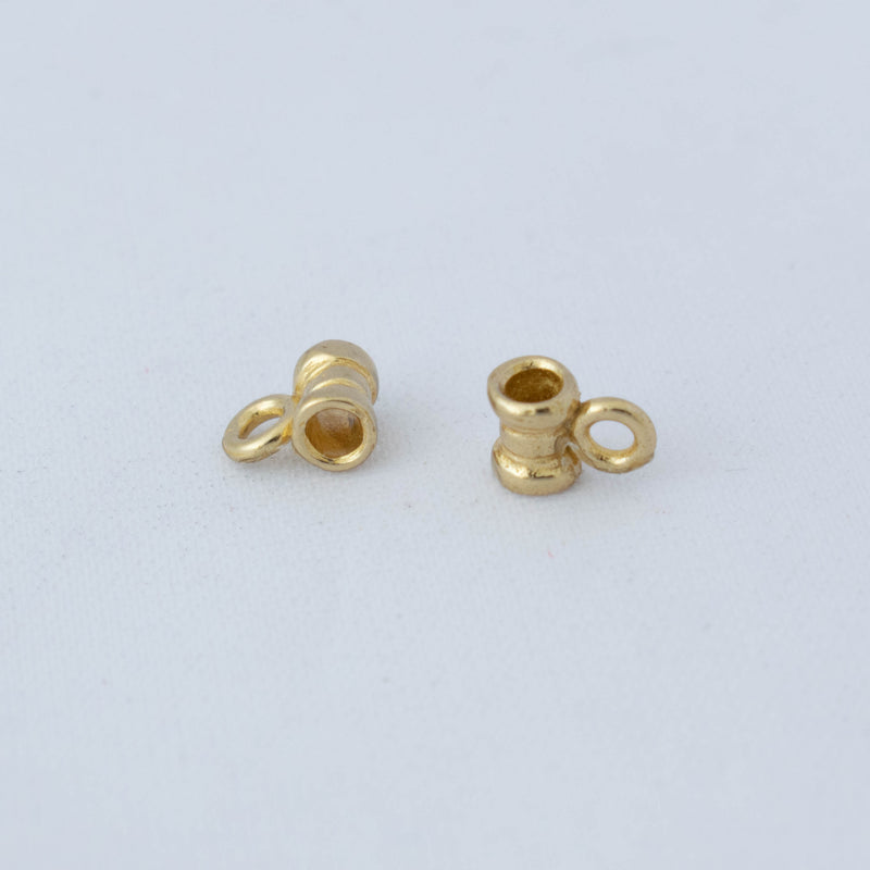 JBB Findings, Ridged Tube Bail 6 x 5mm, Brass, 2 Pieces