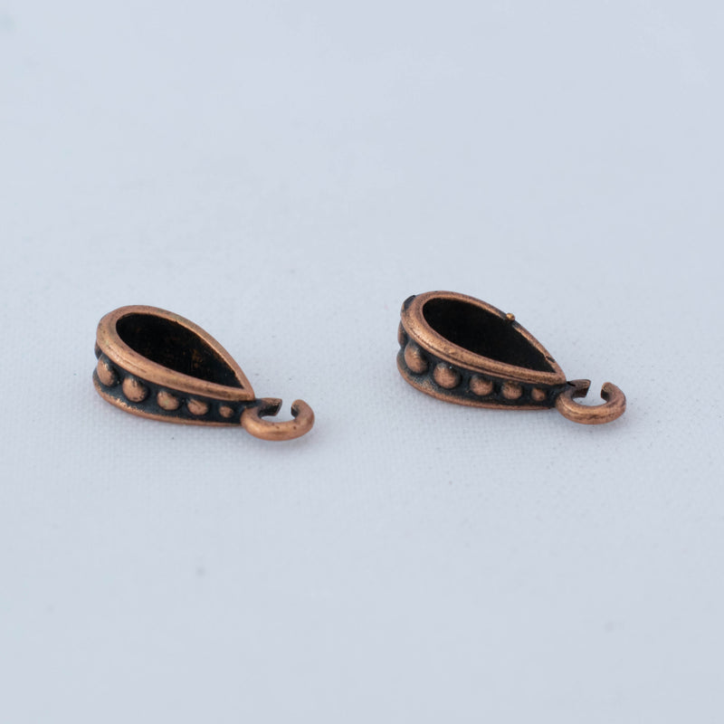 JBB Findings, Whimsy Beaded Bail 13 x 4mm, Antique Copper, 2 Pieces