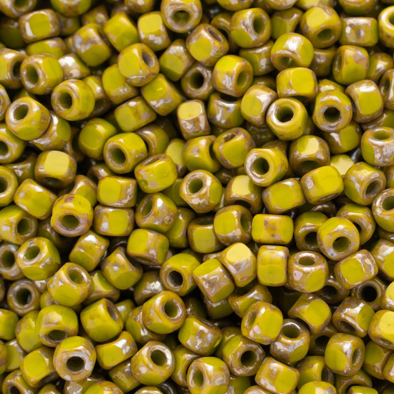 Matubo 3-Cut Seed Beads Size 6/0 3.8mm, Green Rembrant