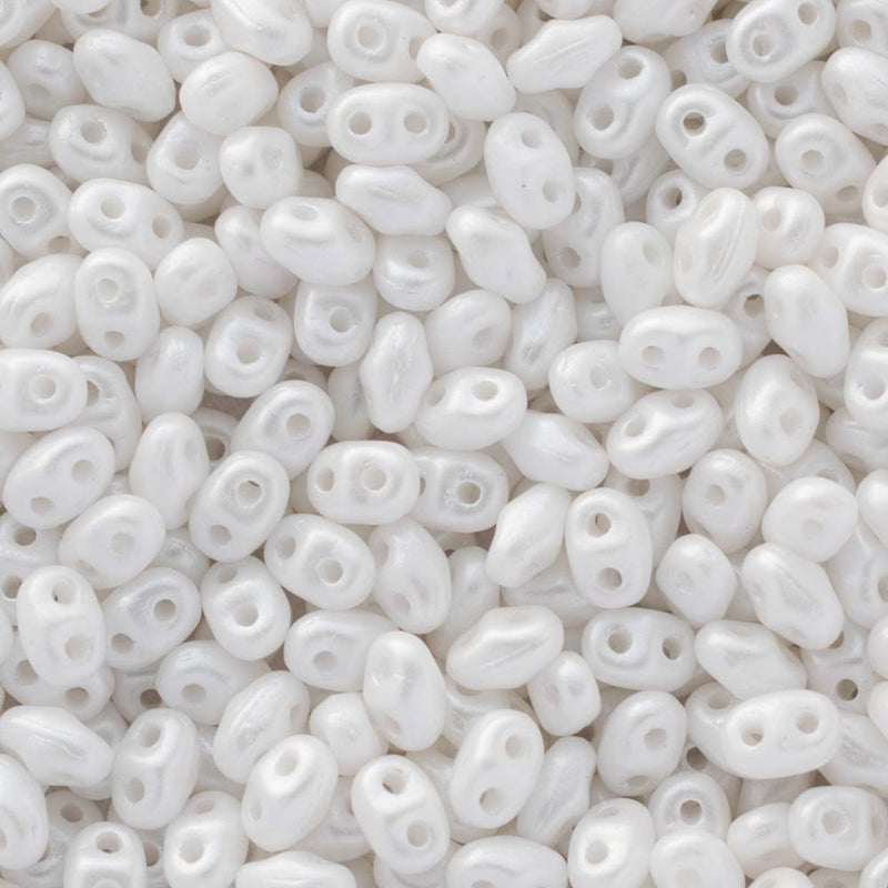 Matubo MiniDuo Beads 2x4mm, Pearl Coat - Snow