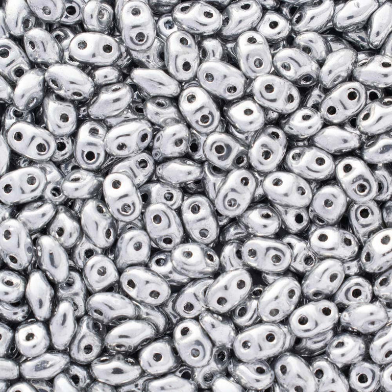 Matubo MiniDuo Beads 2x4mm, Silver